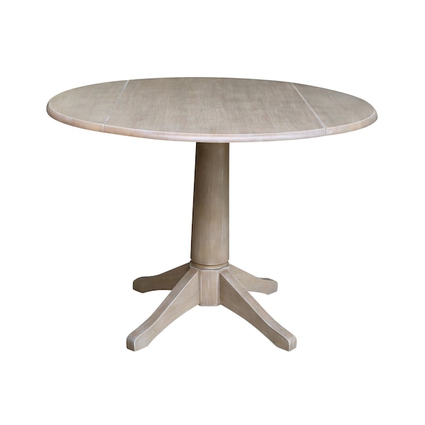 International Concepts Round 42 in Round Dual Drop Leaf Pedestal Table, 30.3 inH, Washed Gray Taupe, 42 W, 42 L, 30.3 in H K09-42DPT-27B - main
